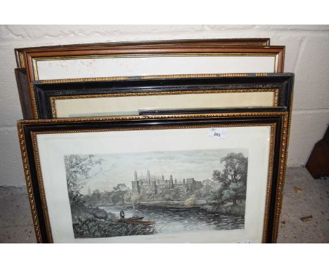 Group of seven various assorted pictures to include a print of Eaton College