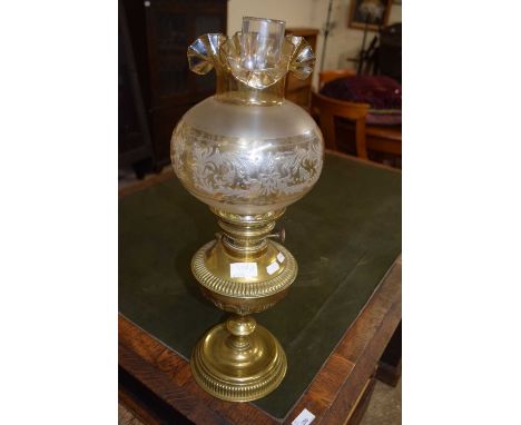 20th Century brass based oil lamp