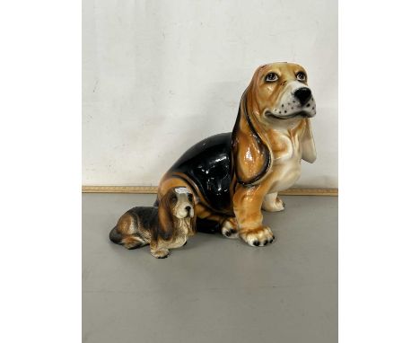 Two model Basset Hounds