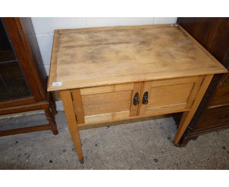 Late Victorian light oak two door side cabinet