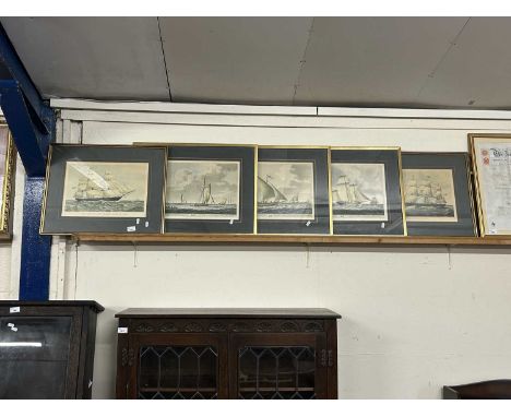 Group of five 20th Century coloured prints, tall ships