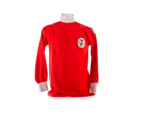 S.L. BENFICA, EUROPEAN CUP 2ND ROUND JERSEY NOVEMBER 1969   vs. Celtic F.C., REDON ACRYLFASER label, stitched crests, and num