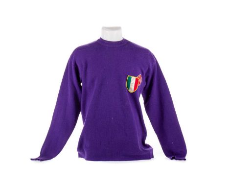 GIANCARLO DE SISTI OF A.C.F. FIORENTINA, EUROPEAN CUP QUARTER-FINAL JERSEY MARCH 1970  vs. Celtic F.C., stitched Scudetto ove