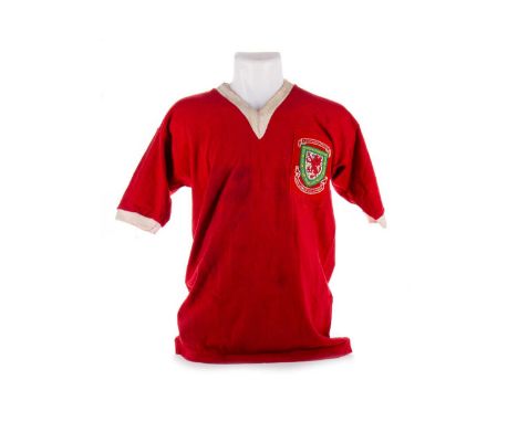 WALES, INTERNATIONAL JERSEY 4TH NOVEMBER 1959   vs. Scotland, Supplied by Jack Sharp label, stitched crest inscribed v Scotla