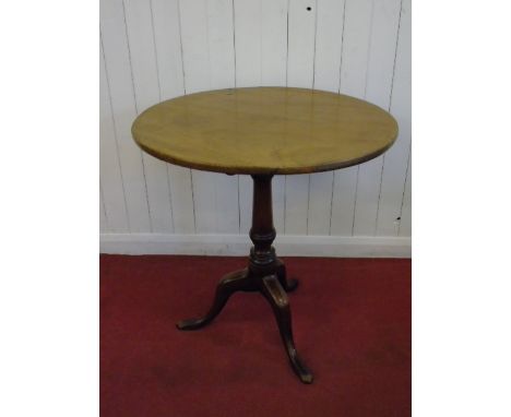 Mahogany tilt top circular table on tripod base