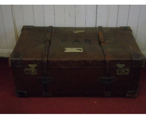 Vintage leather traveling trunk