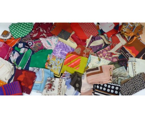Approximately Forty Two 1950's and Later Silk and Other Scarves, including examples by brands such as Christian Dior, Oscar D