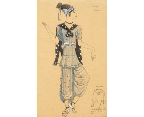 ALBERT RUTHERSTON (BRITISH 1881-1953) COSTUME DESIGN FOR 'DIANA' IN LE REVEIL DE FLOREtitled and numbered No 17. / "Diana". t