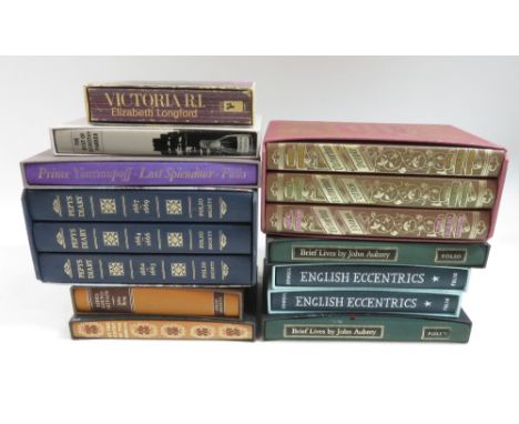 A collection of fourteen Folio Society books including Samuel Pepys and various others