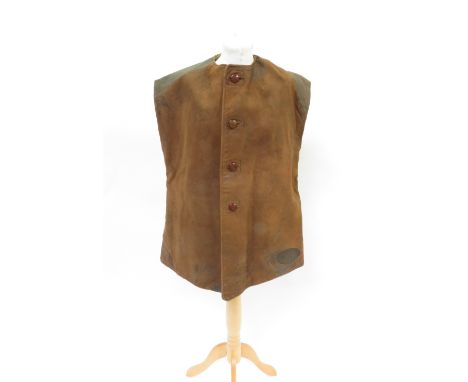 A vintage leather gillet with tweed interior, probably size large