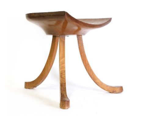 A Liberty &amp; Co 'Thebes II' oak stool,late 19th century, designed by Leonard Wyburd for Liberty &amp; Co., with a 'D' shap