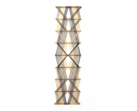 * Peter Collingwood (1922-2008),'M.92 No.22', a microgauze wall hanging of woven linen and steel, signed on label and stamped