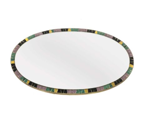 A mosaic wall mirror,100cm wide61cm high, andanother (2)Condition ReportThe second mirror is 90.5cm wide, 52cm high.The brass