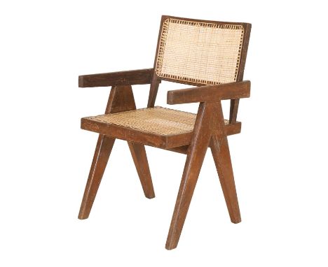 A 'V' Type armchair, mid-20th century, designed by Pierre Jeanneret (1896-1967) for Chandigarh administrative buildings, teak