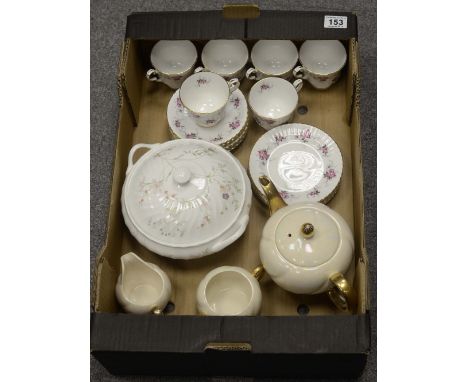 A collection of pottery to include Royal Windsr Cottage Roses cups, saucers, side plates, Wedgwood Campion covered vegetable 