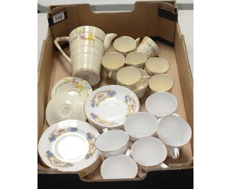 A collection of pottery to include Phoenix ware Bouquet Art Deco tea set and Jubilee china cups, saucers, side plates etc (37