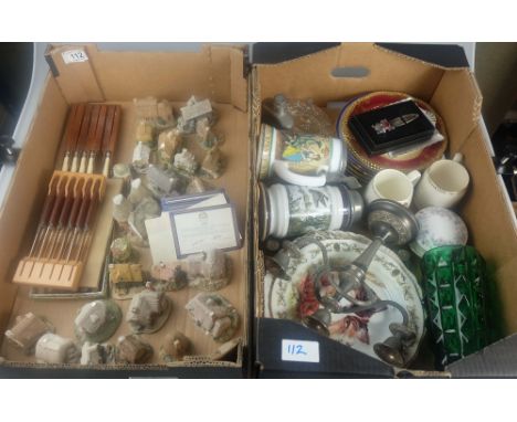 A collection of pottery to include German Beer steins, Decorative Spode plates, Coronation cups, a quantity of damaged Lilypu