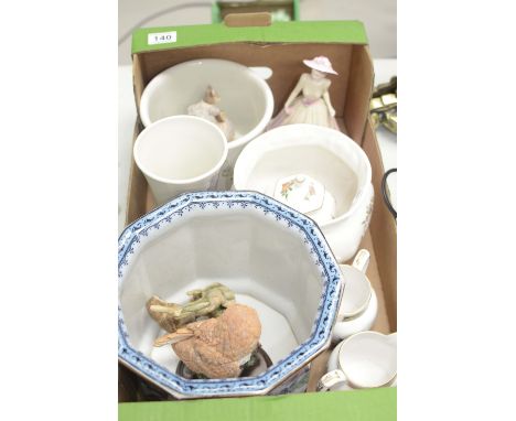 A collection of pottery to include Keelings Shanghai planter, Port Meirion planter and vase, Aynsley Pembroke planter and vas