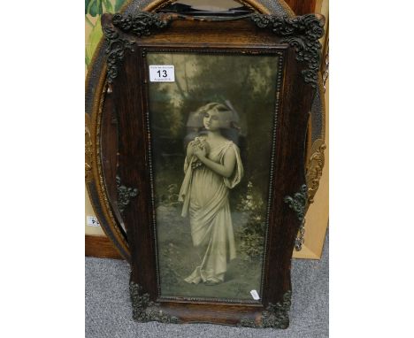 Oak framed art nouveau portrait