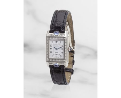 Jaeger-LeCoultre. An 18K white gold rectangular reversible manual wind diamond set wristwatchJaeger-LeCoultre. Montre bracele