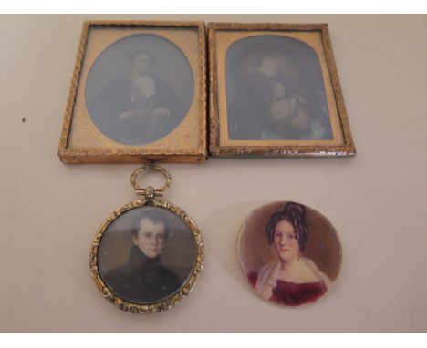 A medallion with a portrait of William Ward Booth - born 1801 and an unframed portrait of his wife - Catherine Thornicroft - 