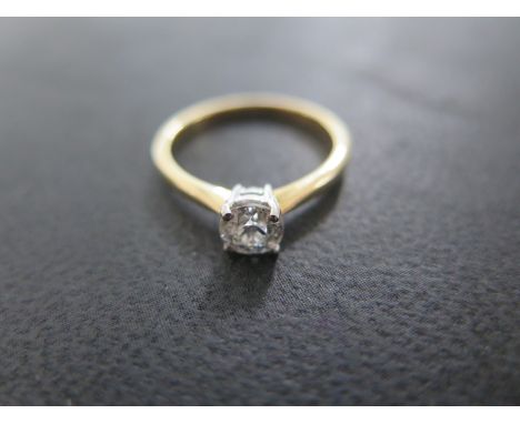 An 18ct yellow gold solitaire ring size M - approx weight 2.9 grams - diamond approx 0.36 carats - in good clean condition, s