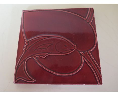 A fish tile, possibly by Mackay Hugh Baillie Scot, 15.5cm square, overall good condition, some surface crazing