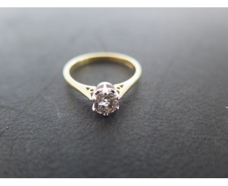 An 18ct yellow gold solitaire diamond ring size N approx 3 grams - brilliant cut diamond approx 0.59ct