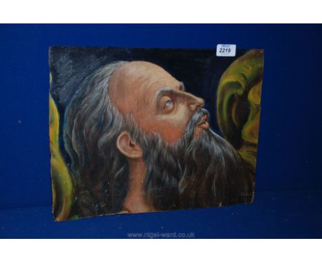 An unframed Portrait of a bearded man, Oil on board, written on reverse - Roma 1948 Del Bene.