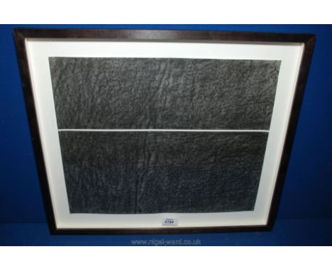 A black Charcoal drawing, entitled 'Line' by K. Raggett, in a black frame.