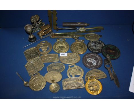 A quantity of vintage local vintage rally brass Plaques to include Bromyard gala, Ludlow, Leominster, Tenbury Wells, etc.
