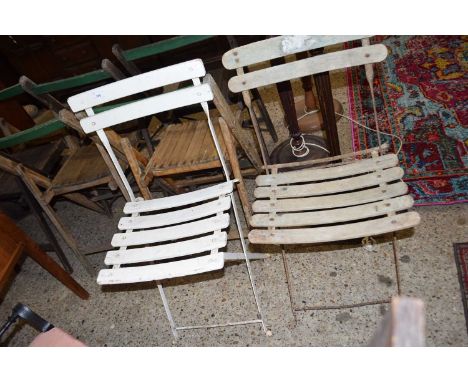 TWO VINTAGE METAL FRAMED FOLDING CHAIRS