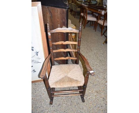 RUSH SEATED LADDER BACK ROCKING CHAIR
