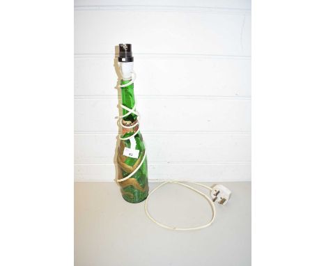 GLASS BOTTLE LAMP DECORATED WITH A MONKEY