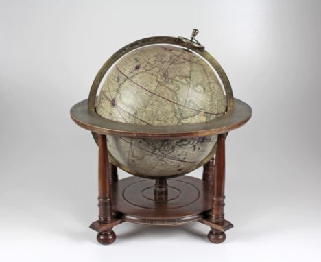 Erdglobus nach Georg Christoph Eimmart. Nürnberg, 1705, Faksimile Christian Nebehay, Wien 1958, bezeichnet "L.F., Cum Geograp