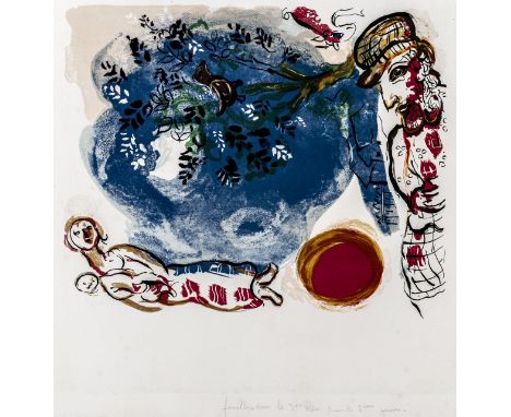 Chagall, Marc. Le Paysan. (Der Bauer). Farblithographie auf Bütten. 1961. Motivmaße: 30 x 25 cm. Blattmaße: 55 x 38 cm.Unnumm