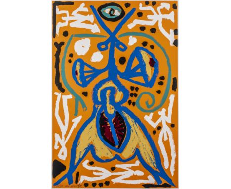 Penck, A. R. Ohne Titel. Farbserigraphie auf stärkerem Papier. Signiert und nummeriert unten links. Exemplar: 16/30. Blattmaß