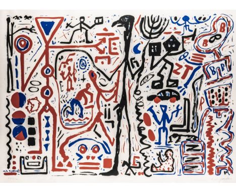 Penck, A. R. T (RT/RT) II. Farbsiebdruck auf Papier. Rechts unten signiert. Links unten nummeriert. Exemplar: 25/250. 1982. B
