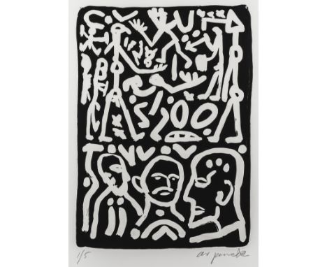 Penck, A. R. Folge von 5 Lithographien auf BFK-Rives aus: "Heiner Müller - Wolokolamsker Chaussee (IV/V)". Alle Arbeiten sign