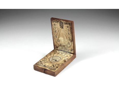 Nürnberger Sonnenuhr. Deutschland, um 1900, sog. Klappsonnenuhr, bezeichnet "l'adresse direktion, Patent Schubert, Cottbus, g
