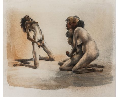 Schatz, Otto Rudolf. Ohne Titel. Zwei Original-Aquarelle. Aquarellfarben über Bleistift auf festem Velin. Ein Blatt verso ges