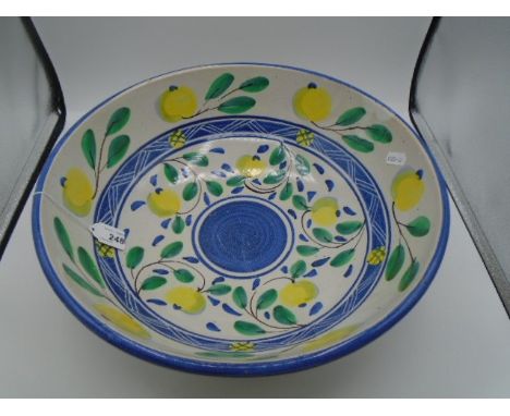 Rampini ceramic large serving bowl with lemon pattern, handmade and hand painted in Italy, 35cm diameter