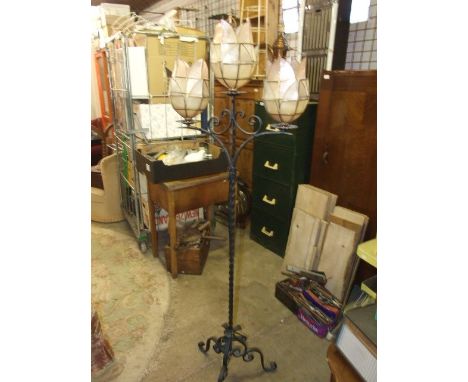Wrought Iron Standard Lamp 65 inches tall including shade ( wiring cut off )