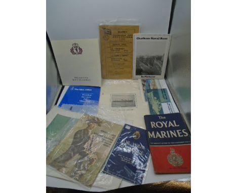 A box of vintage shipping ephemera to include HMS, Cunard, White Star Line, RMS etc
