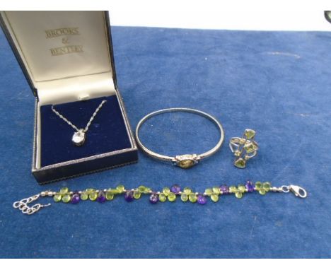 Pendant, bracelet x2 and ring