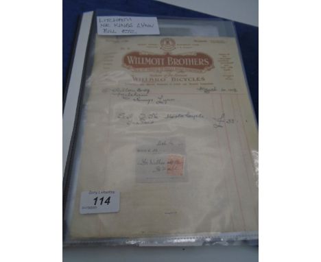 Collection of vintage bills and photos from Litcham, near Kings Lynn