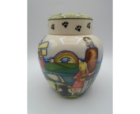 Moorcroft pottery limited edition ginger jar and cover decorated in the 'Daddy Wouldn't Buy Me A Bow Wow' pattern by Nicola S