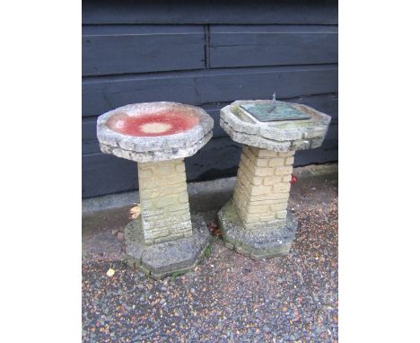 Concrete birdbath and sundial&nbsp;