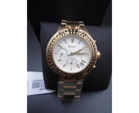 DKNY ladies chronograph gold toned watch NY2259, new with tags from closing down stock