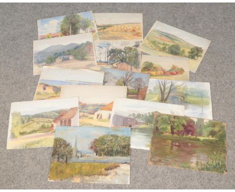 A collection of watercolours and oils. Some signed P M Teasdale.  